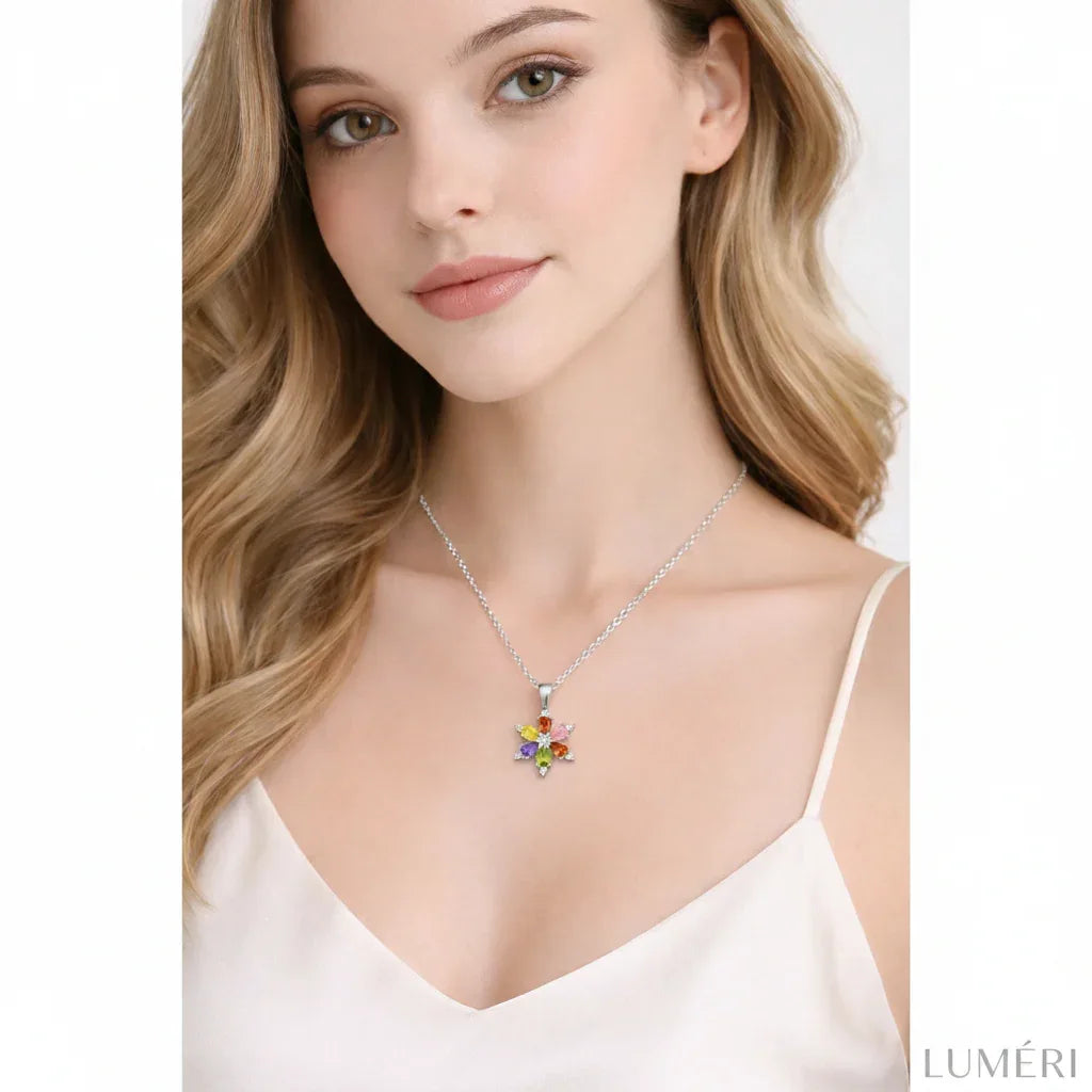 Luméri Essence | 925 Sterling Silver Mixed Necklace Elegant Minimal Silver Jewelry worn on model – LUMÉRI