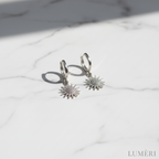 Luméri Aura | Silver Plated Sun Earrings With White Zircon Stone product photo – LUMÉRI