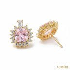 Luméri Aura | 18k Gold Square Stud Earrings With Pink Cubic Zirconia – LUMÉRI luxury jewelry