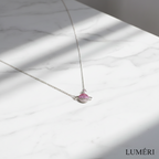Luméri Bloom | 925 Sterling Silver Planet Necklace With Gradient Red Stone product photo – LUMÉRI