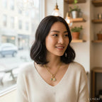 Luméri Bloom | Stainless Steel Lock Removable Charm North Star Necklace worn on model – LUMÉRI