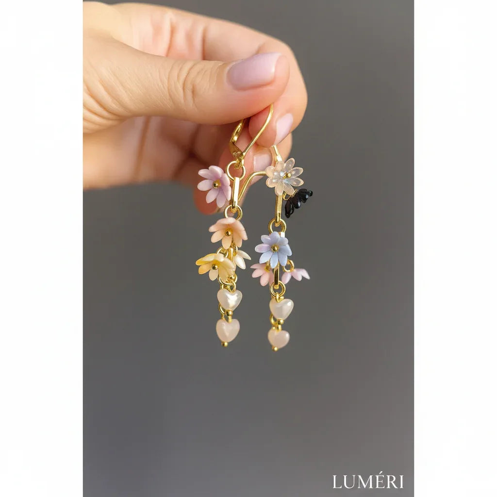 Luméri Essence | 24k Gold Earrings With Floral Design Handmade – LUMÉRI luxury jewelry