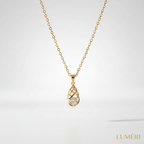Luméri Aura | 24 Karats Cubic Zirconia Tear Drop Cage Necklace – LUMÉRI luxury jewelry