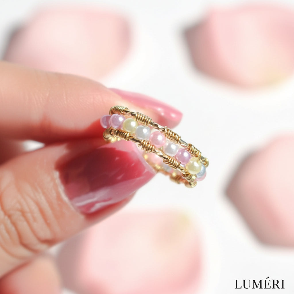 Luméri Essence | 18 Karat Pastel Rainbow Hand Wired Band Ring – LUMÉRI luxury jewelry