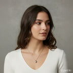 Luméri Bloom | Stainless Steel Silver Heart Necklace For Women worn on model – LUMÉRI