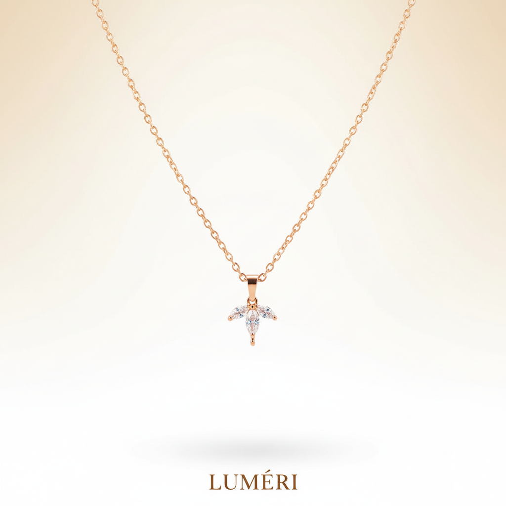 Luméri Bloom | 24 Karats Cz Dainty Flower Petals Pendant Necklace – LUMÉRI luxury jewelry