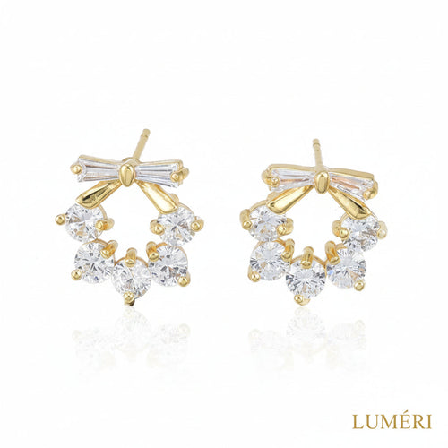 Luméri Aura | 18k Gold Stud Earrings With Cubic Zirconia product photo – LUMÉRI