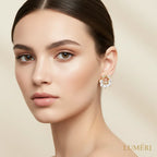 Luméri Aura | 18k Gold Stud Earrings With Cubic Zirconia worn on model – LUMÉRI