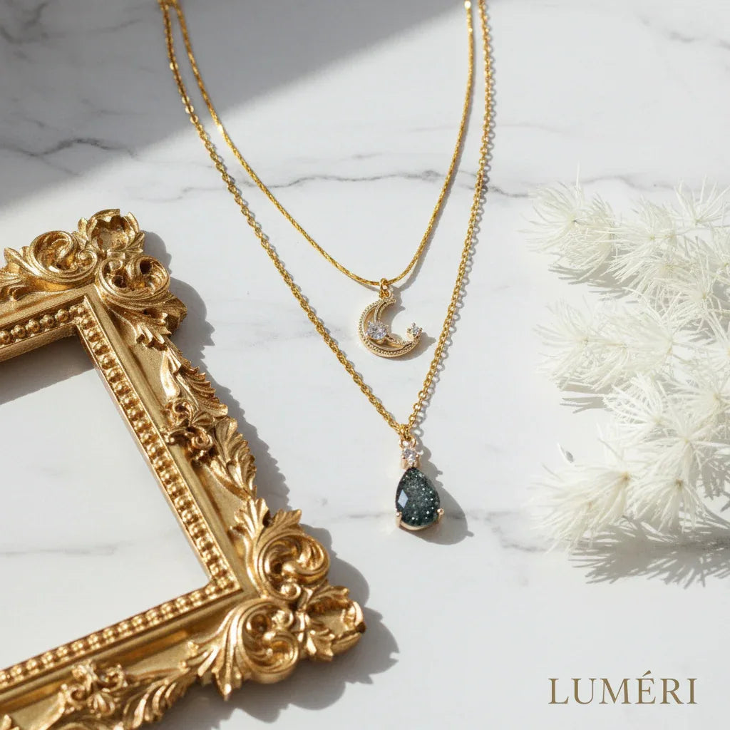 Luméri Bloom | Moon Layered Necklace 18 Karats Gold Plated product photo – LUMÉRI