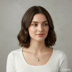 Luméri Bloom | Stainless Steel Silver Oyster Necklace For Women worn on model – LUMÉRI