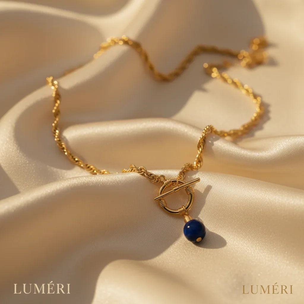Luméri Aura | Natural Stone Front Lock Chain Necklace Elegant Minimal Jewelry – LUMÉRI luxury jewelry