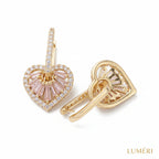 Luméri Bloom | 16k Gold Hoop Earrings With Pink Heart Cubic Zirconia – LUMÉRI luxury jewelry