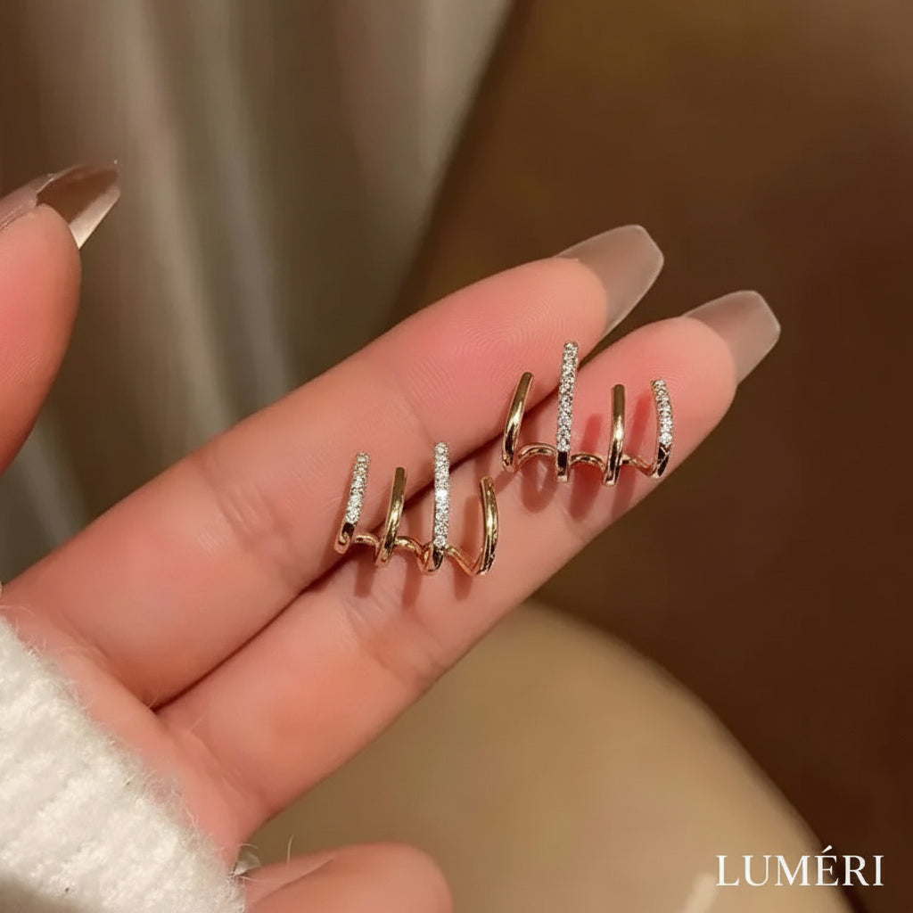 Luméri Aura | Multi Zircon Stone Earrings For Women Dainty Sparkling Elegant Jewelry close-up detail – LUMÉRI