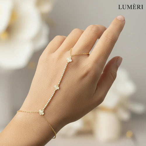 Luméri Aura | Vip Gold Crystal Hand Chain Bracelet product photo – LUMÉRI