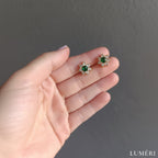 Luméri Bloom | 18k Gold Stud Earrings With Green Flower Cubic Zirconia – LUMÉRI luxury jewelry