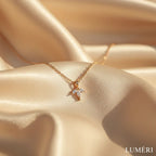 Luméri Bloom | 24 Karats Cz Dainty Flower Petals Pendant Necklace close-up detail – LUMÉRI