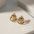 Luméri Solis | Luxury Gold Interlocking Circle Earrings Women Modern Chic Jewelry product photo – LUMÉRI