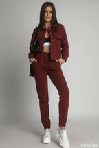 Luméri Leisure | Warm Womens Set Katana Sweatpants Burgundy 1 – LUMÉRI