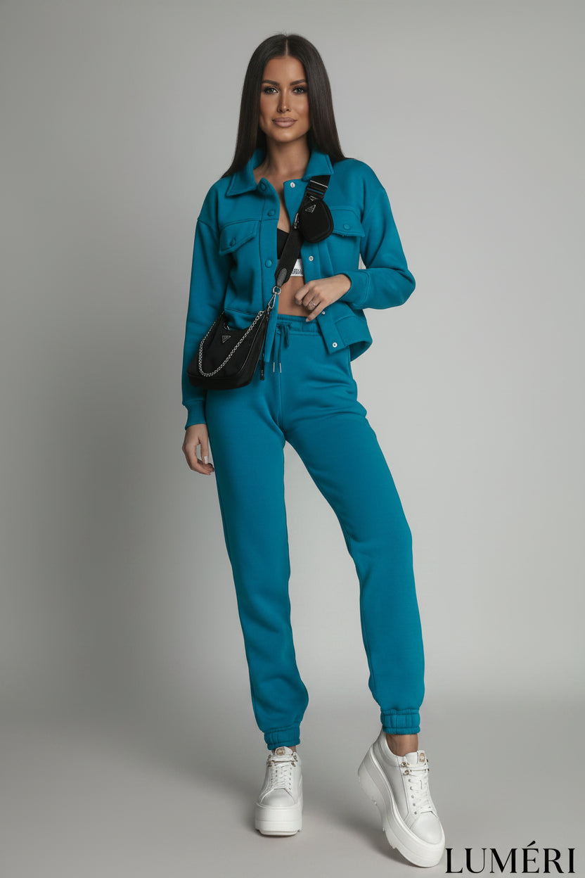 Luméri Leisure | Warm Womens Set Katana Sweatpants Turquoise 3 close-up detail – LUMÉRI