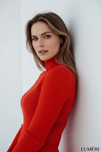 Luméri Studio | Womens Fitted Turtleneck Neon Orange 4 – LUMÉRI