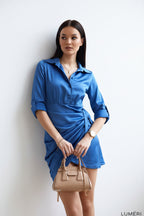 Luméri Muse | Indigo Tie Front Shirt Dress 1 – LUMÉRI