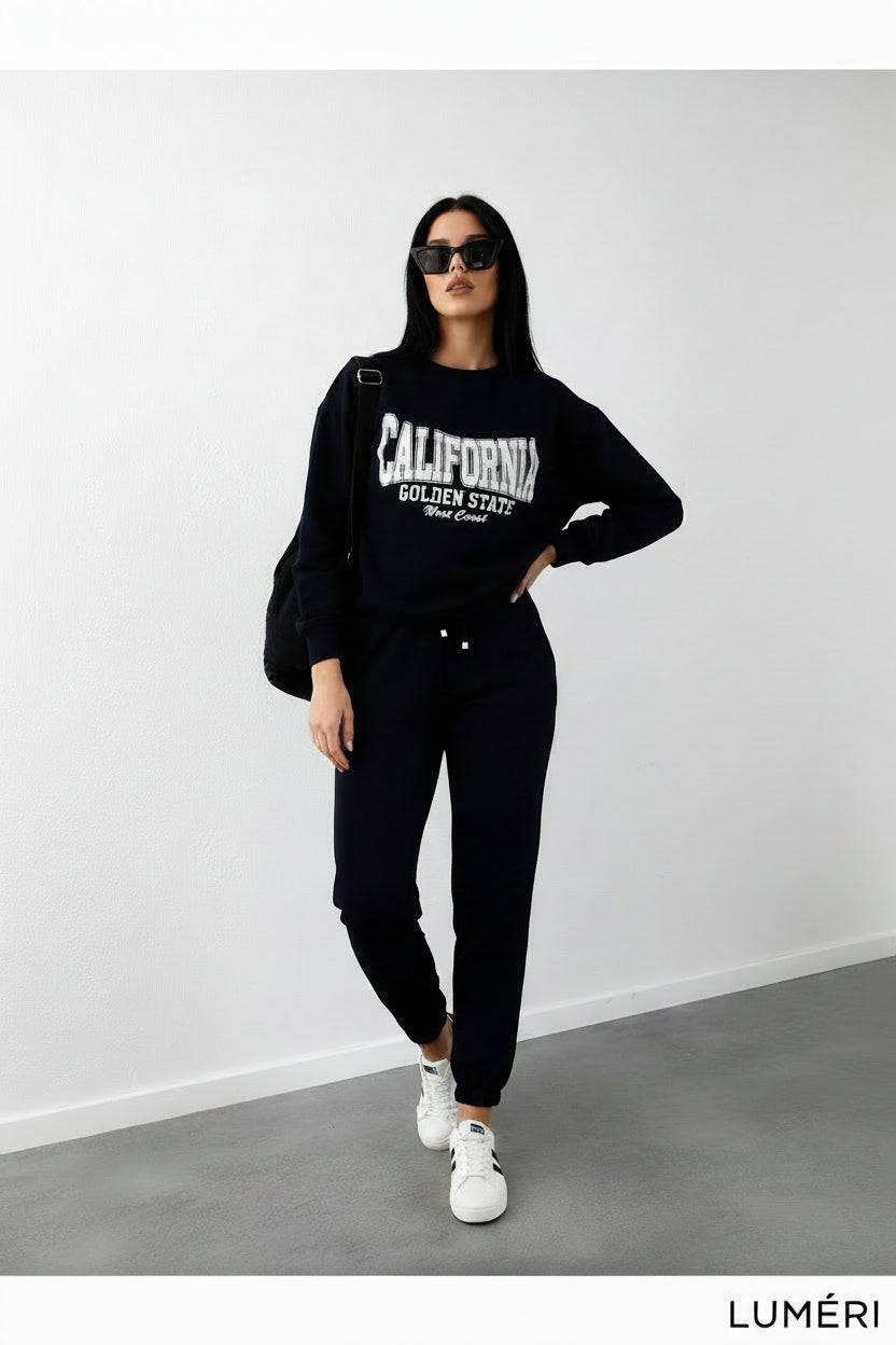 Luméri Leisure | Womens Tracksuit Set With An Application Navy Blue 1 – LUMÉRI