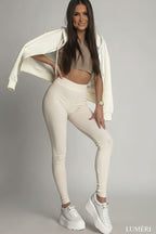 Luméri Studio | Womens Ribbed Cotton Leggings Beige 1 – LUMÉRI