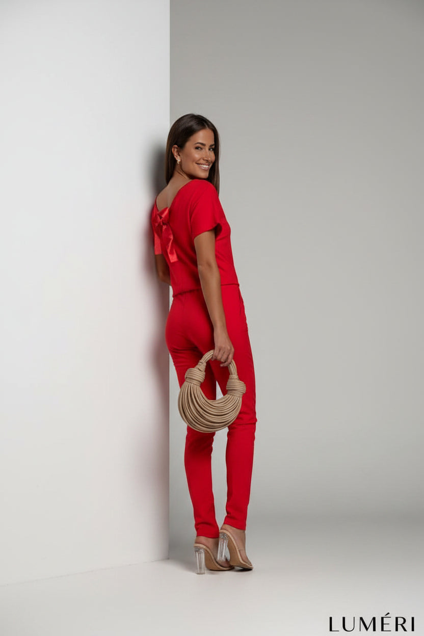 Luméri Studio | Red Jumpsuit With Bow 1 photo – LUMÉRI