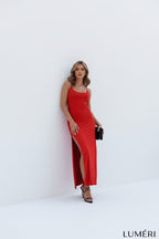 Luméri Muse | Red Maxi Dress With Straps 4 – LUMÉRI