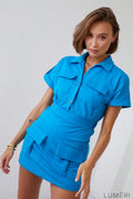 Luméri Studio | Womens Jumpsuit With Short Legs Turquoise 1 photo – LUMÉRI