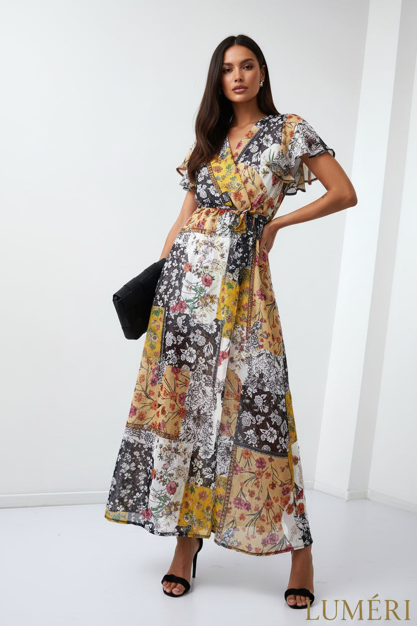 Luméri Muse | Maxi Wrap Dress With A Belt Yellow 1 – LUMÉRI