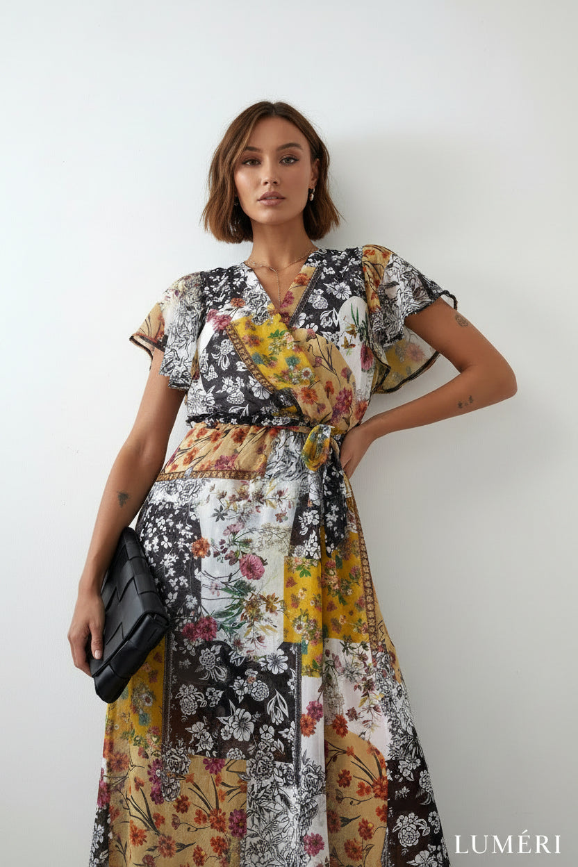 Luméri Muse | Maxi Wrap Dress With A Belt Yellow 4 – LUMÉRI